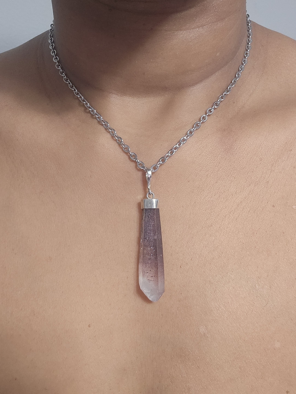 925S lithium Quartz Crystal Pendant Necklace
